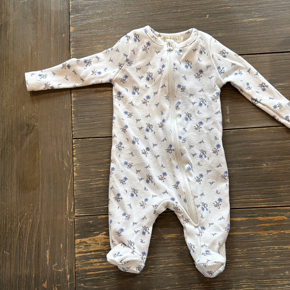 Chelsea & Violet White and Blue Footies One Piece